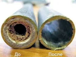 трубопровод до и после промывки